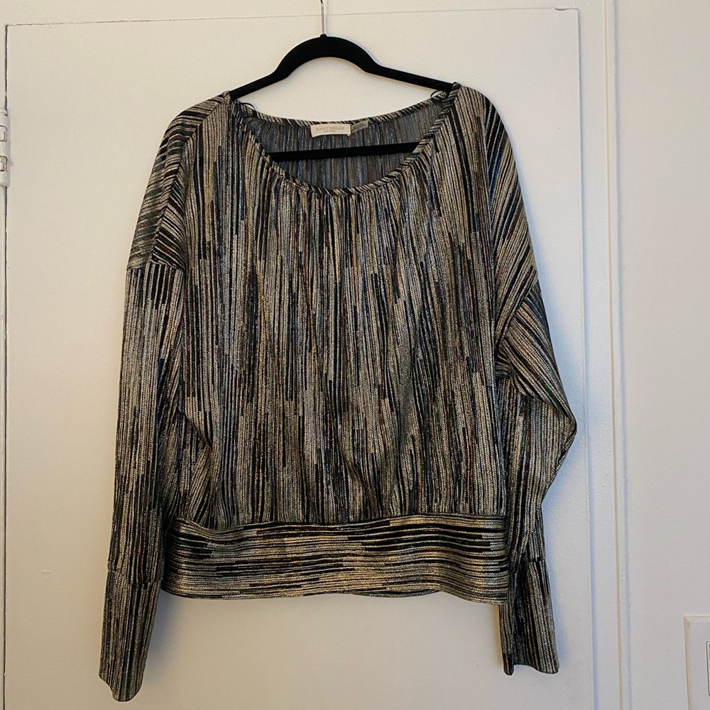 Ramy Brook Dori long sleeve metallic top
